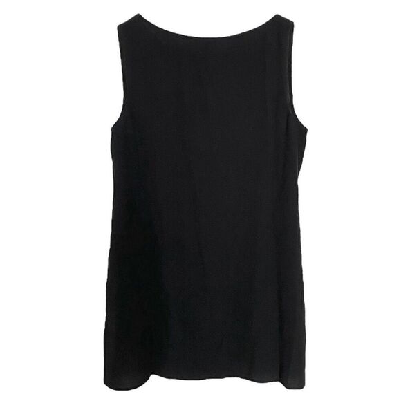 Eileen Fisher 100% Silk Georgette Crepe Black Bateau Top NWT Size Petite Small - Picture 2 of 5
